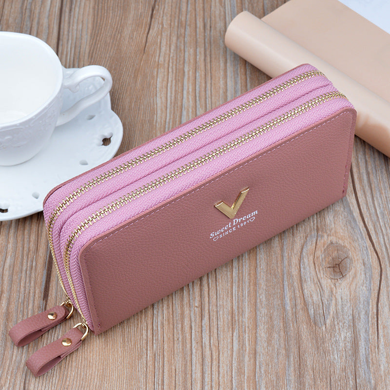 Double Zipper Large Capacity  Women's Wallet