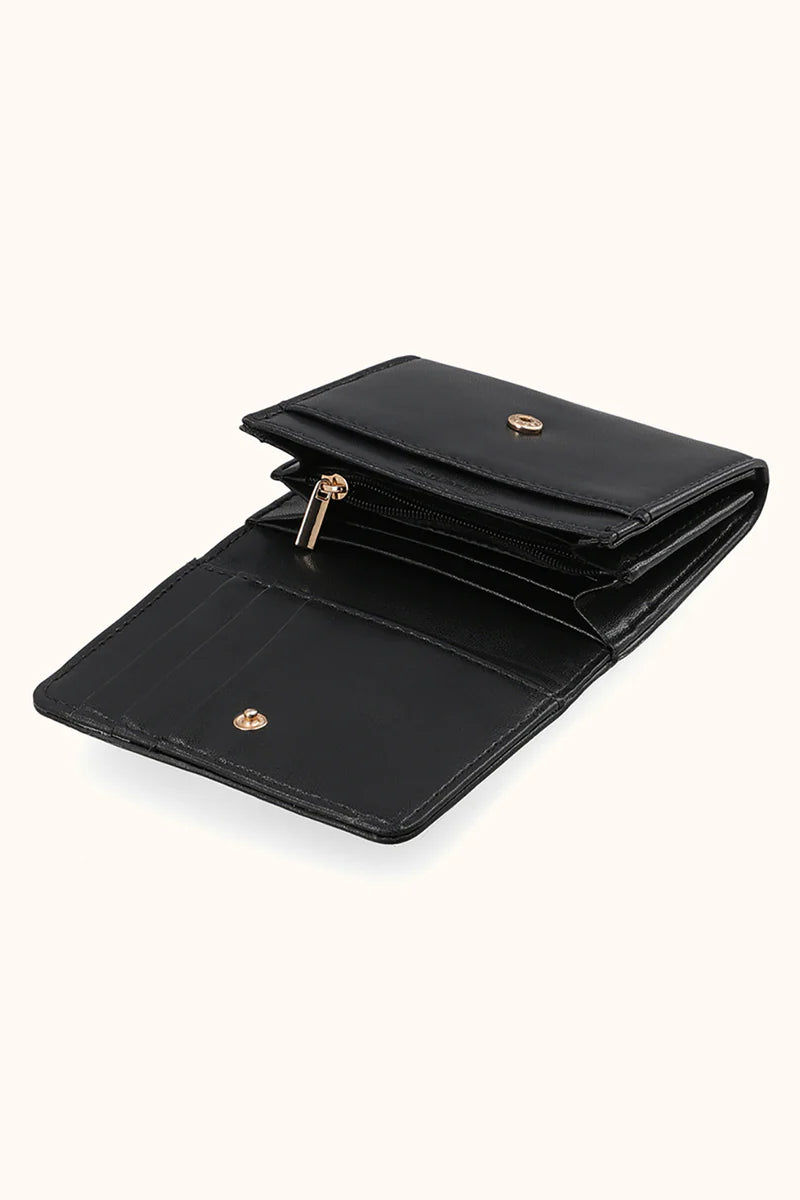 Women's Trifold Wallet with Gold Butterfly Charm – Premium Compact Purse