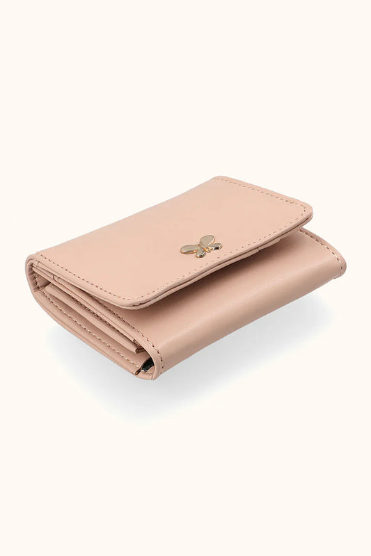 Women's Trifold Wallet with Gold Butterfly Charm – Premium Compact Purse