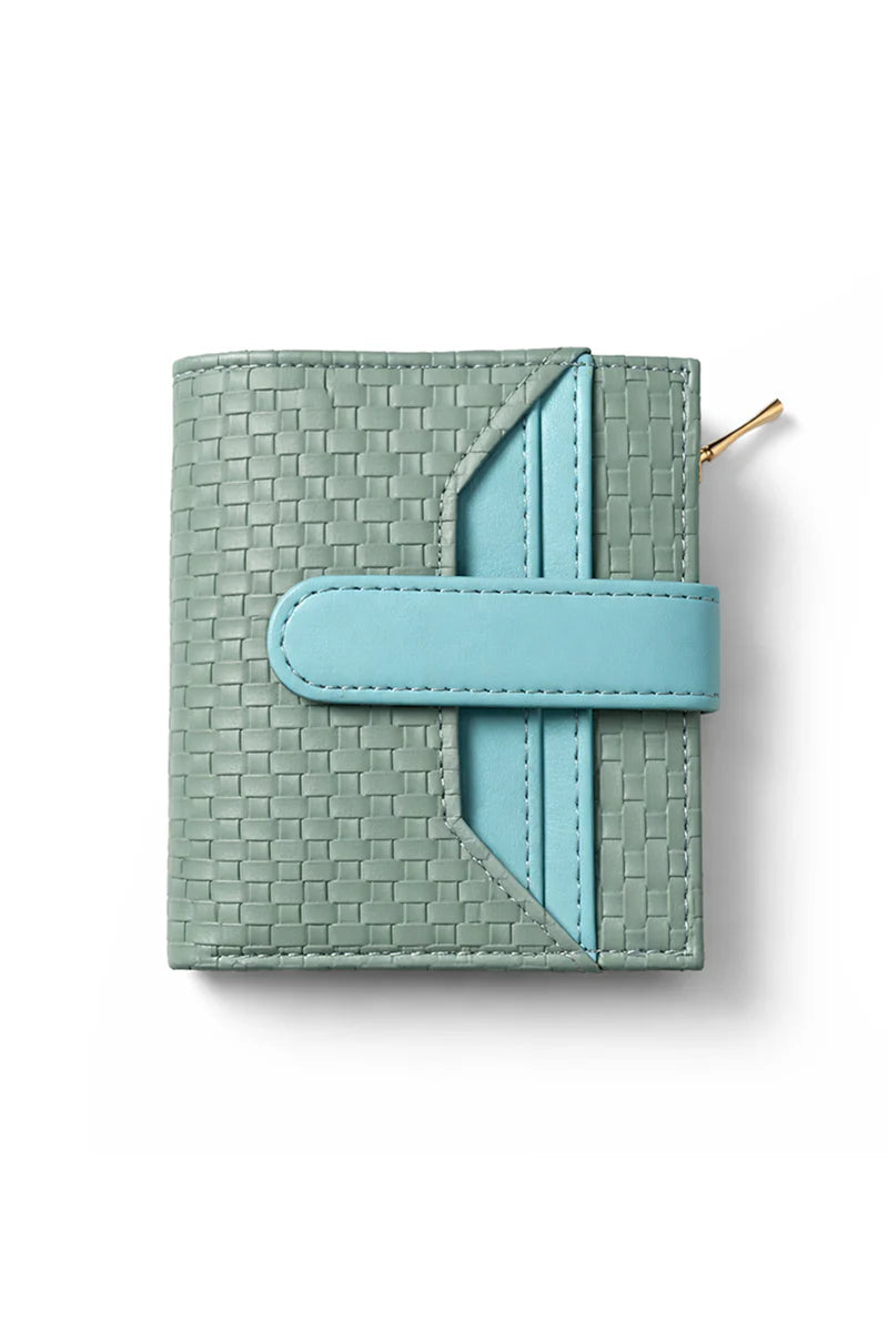 Women's Woven Texture Wallet – Compact Zip Around Card Holder
