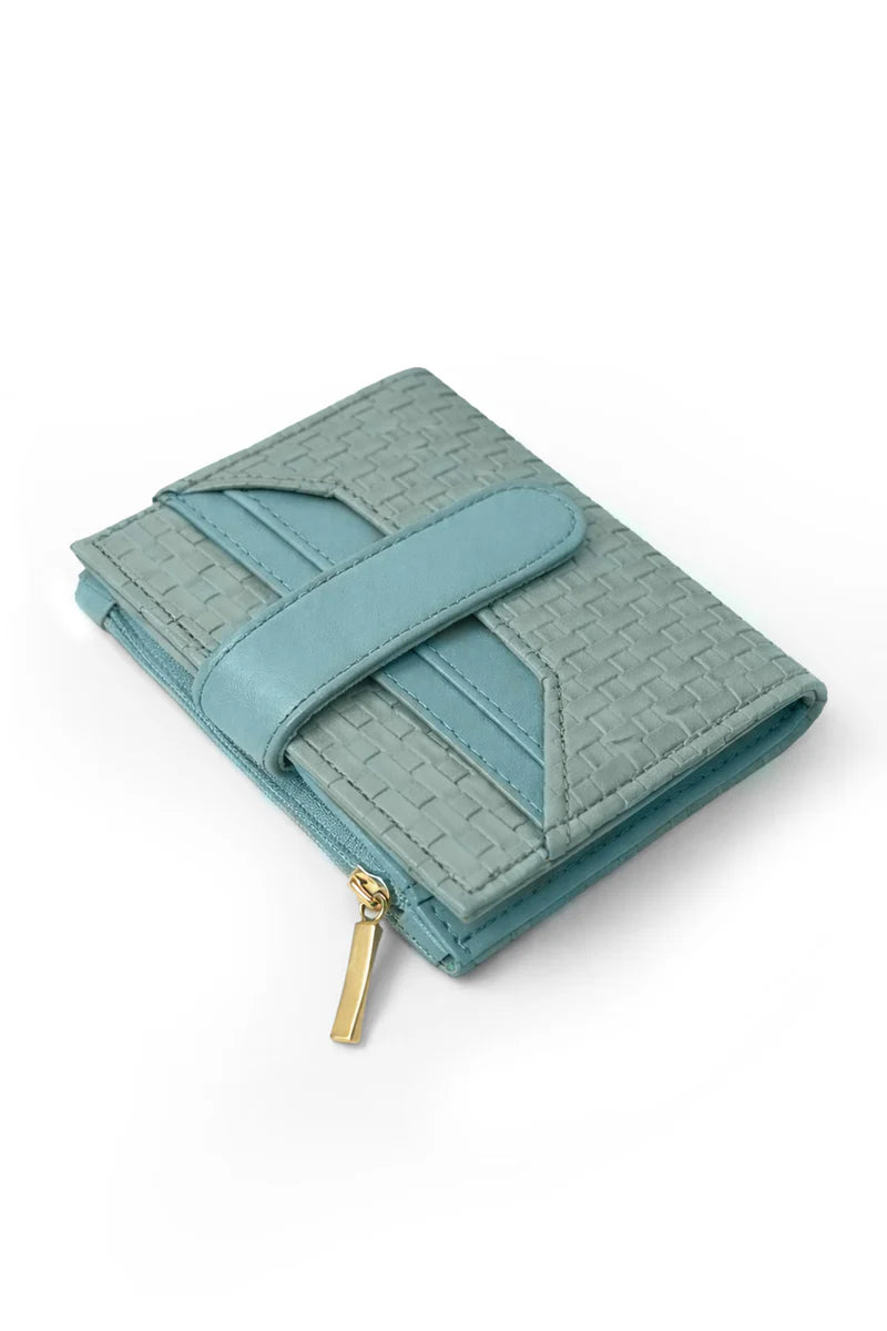 Women's Woven Texture Wallet – Compact Zip Around Card Holder