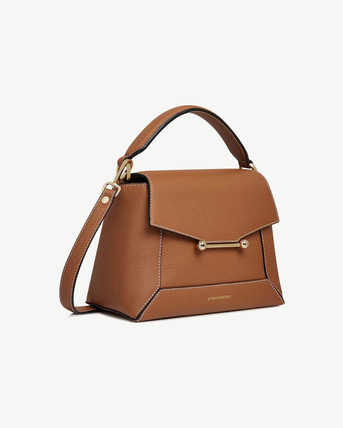Brown Leather Top Handle Crossbody Handbag for Women