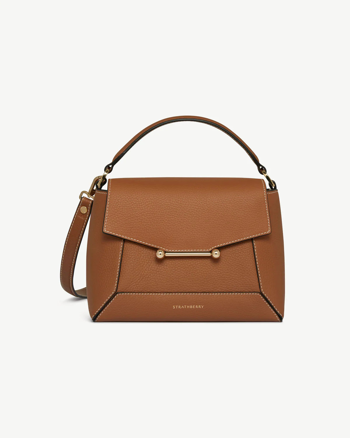 Brown Leather Top Handle Crossbody Handbag for Women
