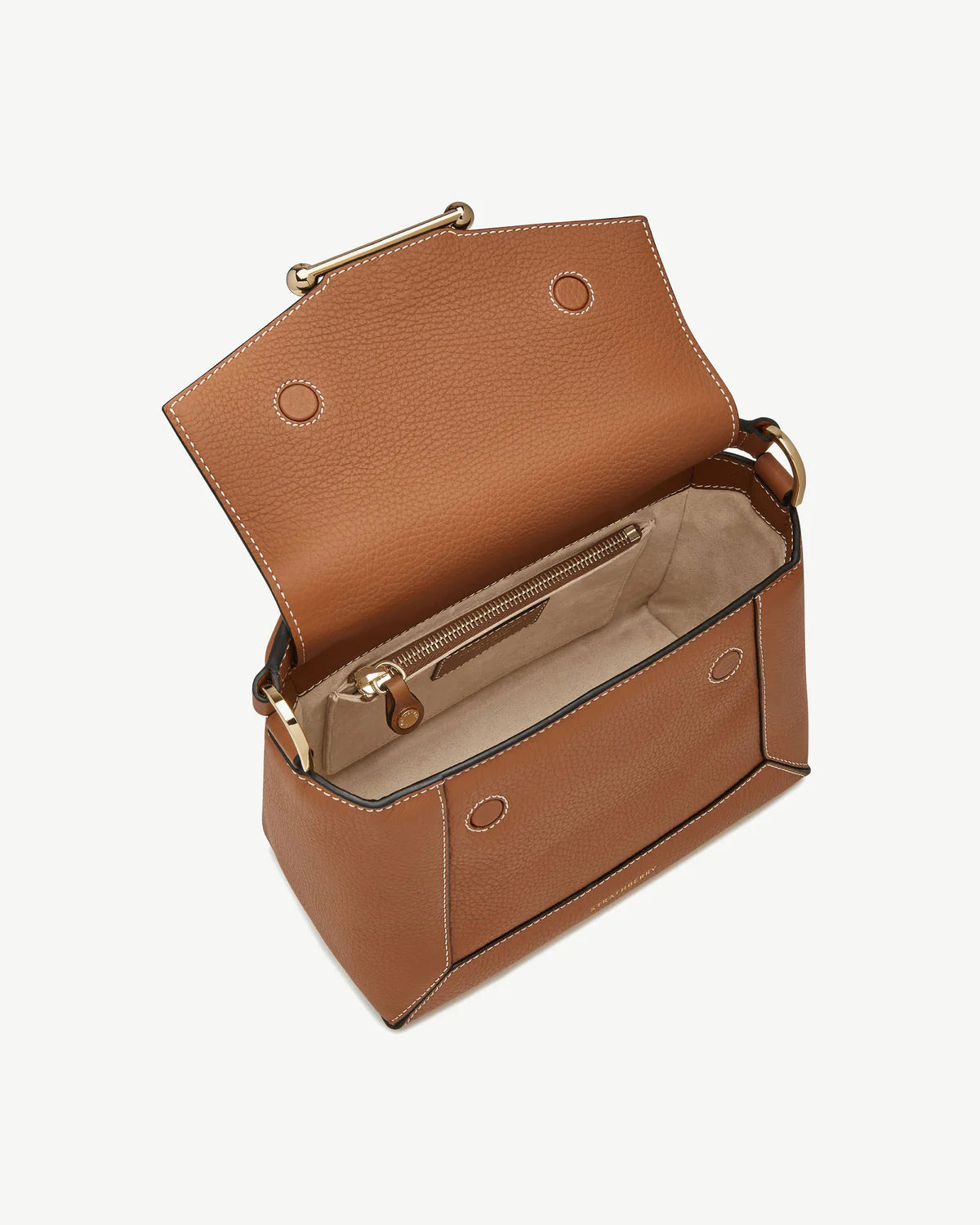 Brown Leather Top Handle Crossbody Handbag for Women