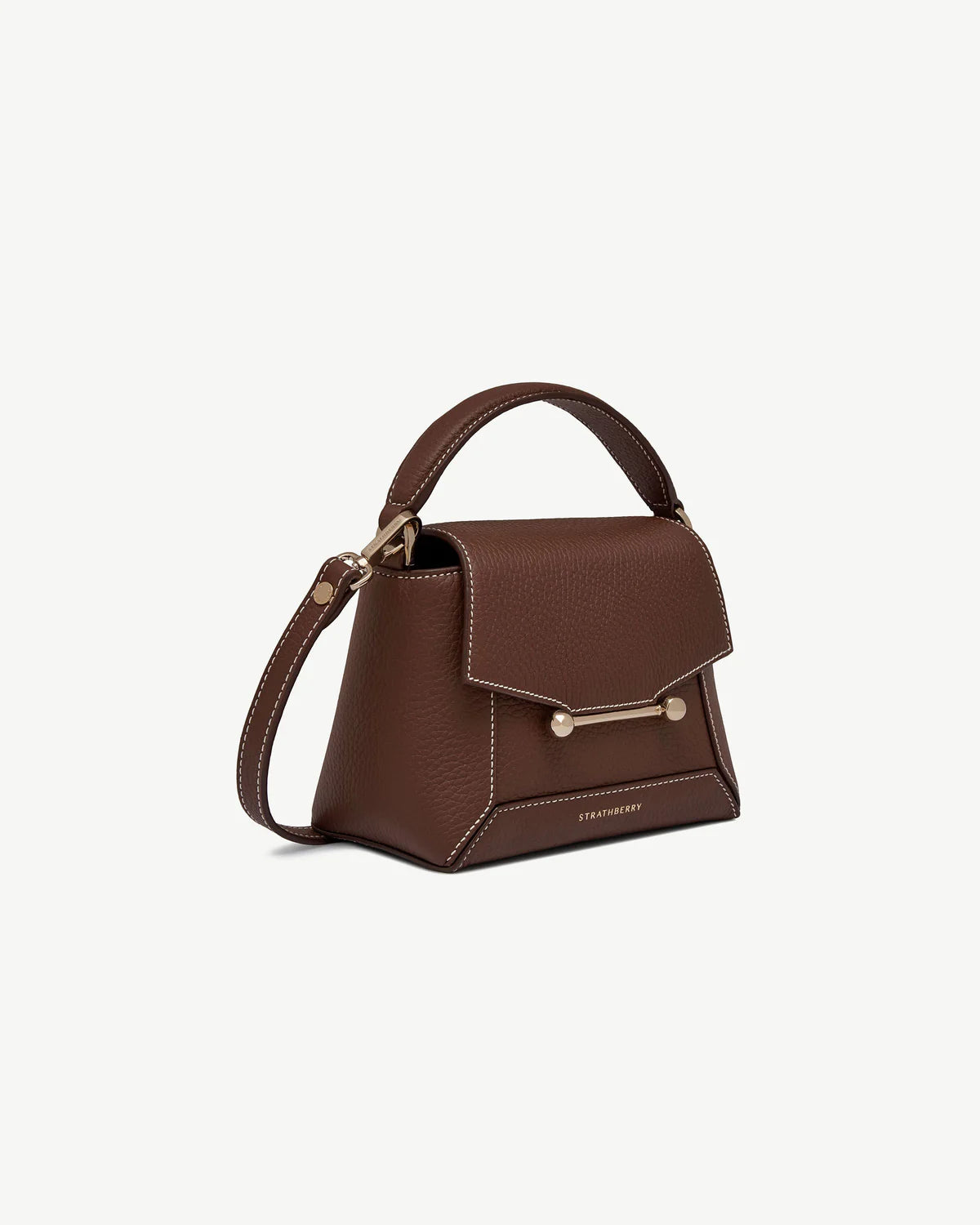 Brown Leather Top Handle Crossbody Handbag for Women