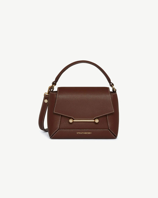 Brown Leather Top Handle Crossbody Handbag for Women