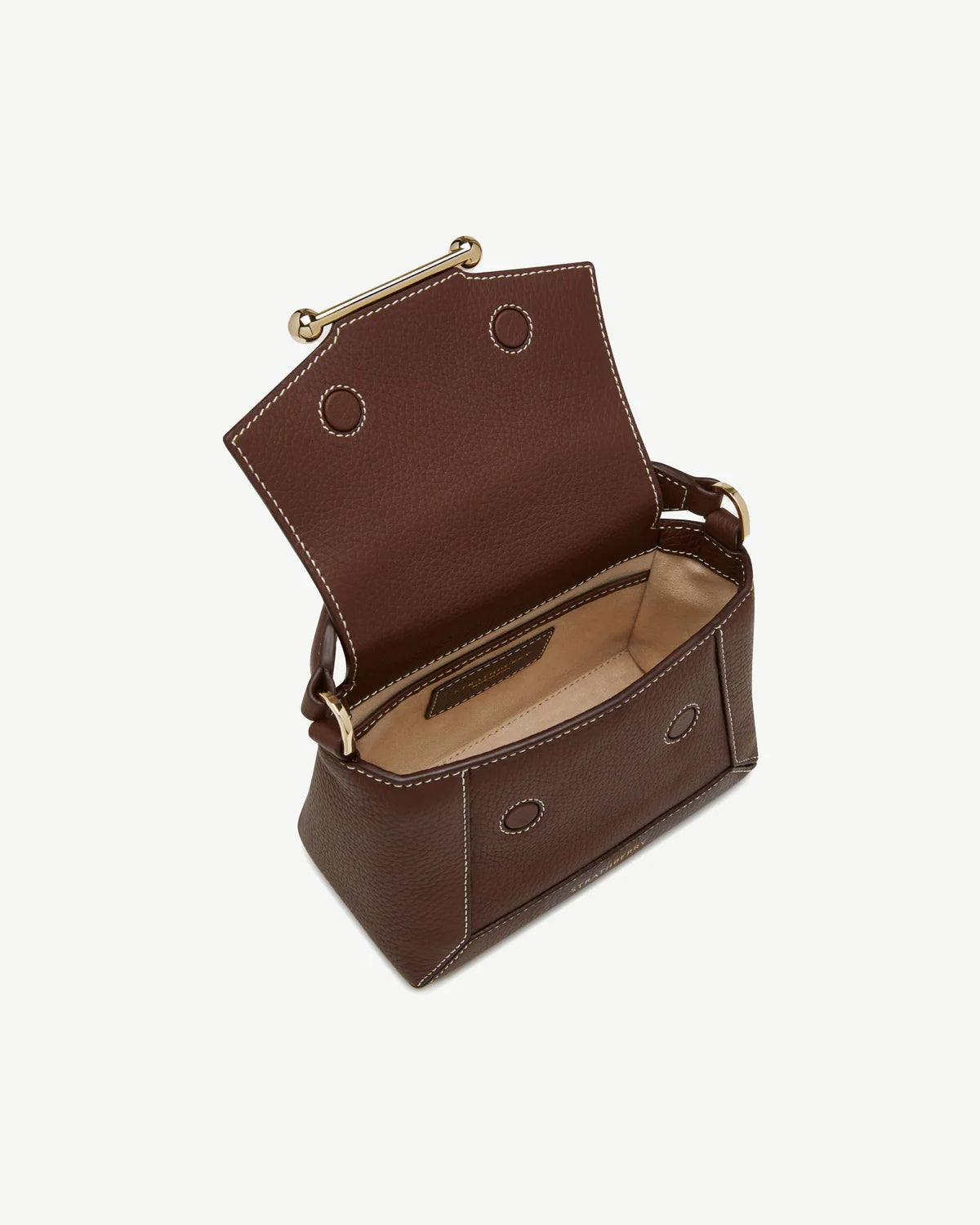 Brown Leather Top Handle Crossbody Handbag for Women